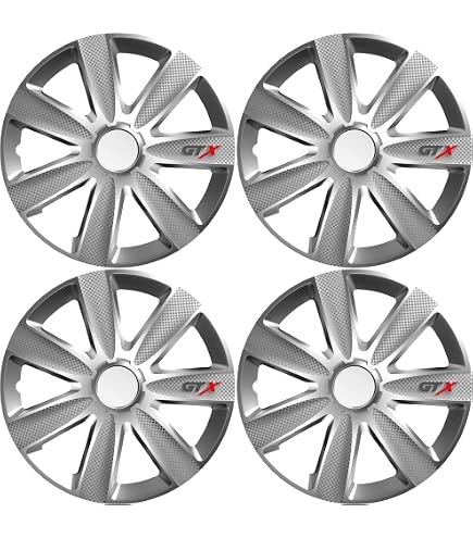 FARAD Set di 4 Copricerchi 14'' Universali Coppe Copri Ruote Silver mod
