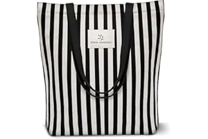 Emma Jonasson Tote Bag Femme - Sac Tissu avec Fermeture éclair et Poche intérieure - Sac en Toile Femme - Aestetic Coton Bag - Canvas Sac Tote Bag - sac de course - sac cabas