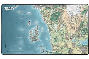 Konix Dungeons & Dragons Tappetino per mouse gaming XXL 80 x 46 cm - Base antiscivolo - Design Mappa di Faerûn