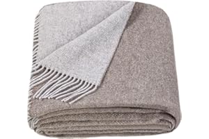 ‎LYHOME LYHome Merino Decke - Kuscheldecke Tagesdecke Sofa Wolldecke, Blanket Überwurfdecke Sofadecke Wohndecke, Flauschige Couchdecke Merinodecke, Flauschig Warm Plaid (140x200 cm, Braun - Grau Doppelseitig)