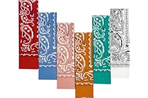 EVERY-VILLE Where EVERYone is Welcome 6 Pack Cotton Bandana for Women Men Gift Packaging - 55x55 cm, Paisley, Double-Sided - Cowgirl Cowboy Accessories Scarf Headband Neckerchief