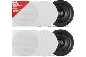 Pyle Enceinte Plafond/Murale de 20,3 cm - Paire d'Enceintes Stéréo 2 Voies à Gamme Complète avec Système Audio et Design Encastré avec Réseau de Filtrage Électronique-Haut Parleur Encastrable Plafond