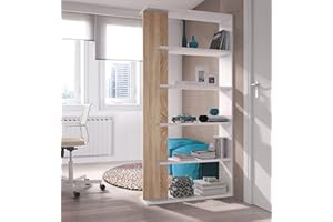 SALONE NEGOZIO ONLINE Salone-negozio-online Kit LIBRERIA Alida CM.90X25X180H Parete ATTREZZATA SCAFFALE, Bianco, 4 Ripiani