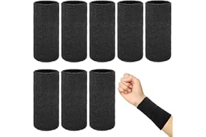 DREAMARK 8 Schweißbänder, Schweißband Handgelenk Elastisch, Saugfähig Frottee Schweißbänder Set für Männer, Frauen & Kinder, Fitness-Schweißband für Tennis,Basketball,Fußball,Gym,Handgelenk Wärmer
