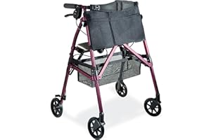 Stander EZ Fold-N-Go Rollator, Lightweight Folding 4 Wheel Rollator with Seat and Lockable Brakes, Elderly Limited Mobility Aid, Regal Rose (Eligible for VAT Relief in the UK)