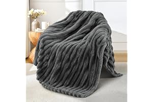 Exclusivo Mezcla Gris Oscuro Manta Sofá - Manta Franela para Cama, Manta Polar, Doble Cara Suave, Fácil Cuidado y Ultra Ligera, Todas Estaciones, 130x150 CM