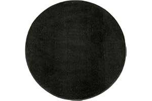 ‎PACO HOME Paco Home Waschbarer Teppich Rund Wohnzimmer Kurzflor rutschfest Modern Flauschig Einfarbiges Muster, Grösse:120 cm Rund, Farbe:Schwarz
