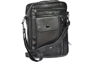 A1 FASHION GOODS Mens Real Leather Wrist Shoulder Bag Black Travel Money Mobile Cab Small Pouch - Earl
