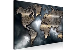murando Akustikbild Weltkarte Bilder Akustikschaum Hochleistungsschallabsorber Schallschutz Leinwand 1 tlg Wandbild Raumakustik Schalldämmung Abstrakt Landkarte k-A-0501-b-a