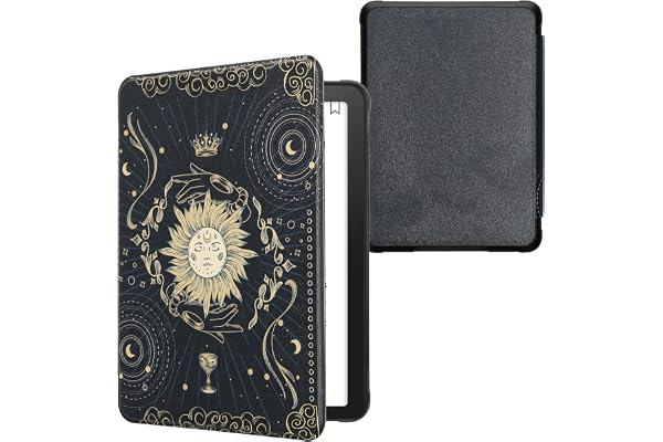 kwmobile Étui Compatible avec Amazon Kindle Paperwhite (2024)/Colorsoft Coque - Étui à Rabat magnétique Tablette eReader Similicuir - Bleu foncé-Jaune-Noir