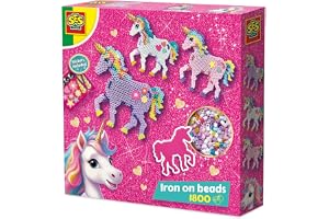 SES Creative 14728 Unicorn – järnpärlor – kreativt hantverkskit för barn i åldern 5+ – skapa 3 magiska enhörningsdesigner med