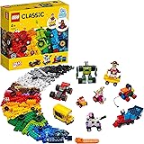 LEGO 11014 Classic Steinebox mit Rädern, Bausteine für Kinder, Spielzeug ab 4 Jahren, mit Spielzeugauto, Zug, Bus, Roboter un