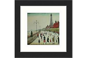 Greetingles Lowry-Style 12"/31cm Square Framed Print. Beautiful Black Ash Frame (Lowry, Blackpool Front)