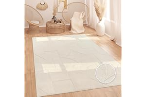 Paco Home Alfombra Salon De Habitacion Pelo Largo Motivo Nordica Motivo Boho Chic Motivo Abstract Suave Lavable Crema, tamaño:160x220 cm