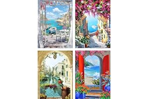 MOGTAA 4 pezzi Paesaggi Diamond Painting Kit Completo, Vista sul Mare Diamond Painting Bambini Adulti, Kit di pittura a diamante 5D fai da te, Strass Painting Decorazione per Casa 30x40cm