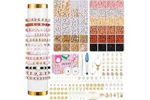 UOONY Perlen zum Auffädeln, 8500+ Perlen Set, 6mm Polymer Clay Perlen für Armbänder, zum Selbermachen von Armbändern mit Buchstaben und Zahlen