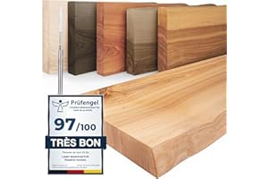 LAMO Manufaktur Étagère Murale en Bois Massif, Bord irrégulier, étagère Flottante Montage Invisible Naturel 60cm, LW-01-A-002-60W