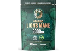 Lions Mane Supplement 3000mg | Organic | High Strength Mushroom Supplement | from Fruit Body | 90 Vegan Capsules | by Wiseshrooms