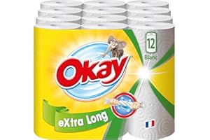 Okay Extra Long - Essuie-tout compact - 12=18 rouleaux (blanc)