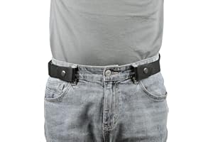 JASGOOD Men No Buckle Belt Buckle Free No Show Elastic Belts Women Unisex Invisible Adjustable Waist Belt for Jeans Pants, Black,Fits Pant Size 30"-48"