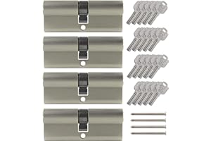 LÖWEN SICHERHEIT LÖWEN 80 mm 4x Zylinderschloss 40/40 Doppelzylinder gleichschließend Massive Schließzylinder inkl. 20 Wendeschlüssel A:40 B:40 4 er Set (80 mm 40/40, Profilzylinder 4 er Set gleichschließend)