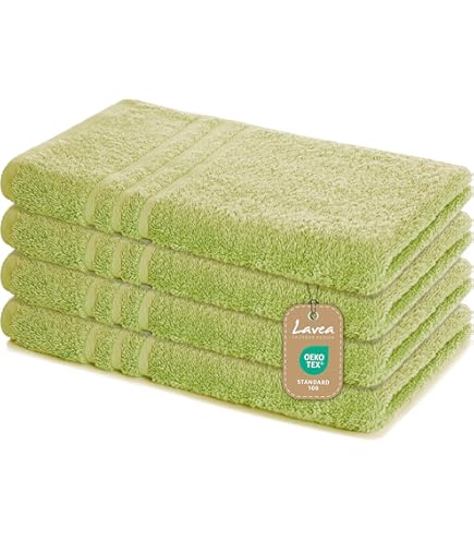Lavea® Set van 2 Handdoeken 80x200 100% Katoen – Grote Badhanddoeken Saunahanddoeken Badlaken Strandlaken – Lindegroen