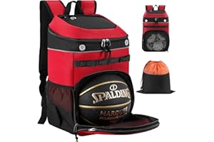 TRAILKICKER Sac à dos de basket-ball avec compartiment pour ordinateur portable et bonus - Sac à linge/chaussures - Équipement de sport en plein air - Sac de gym pour baseball, football, volley-ball,