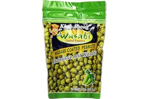 ‎KHAO SHONG Khao Shong Erdnüsse mit Wasabi, knackige Erdnüsse im scharfen Teigmantel, knusprige Snacks für unterwegs, mittlere Schärfe, 1 x 140 g Standbeutel