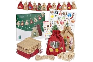 ‎LIVAIA Adventskalender zum Befüllen 2025 - Jute Adventskalender zum Selbstbefüllen mit Beuteln, Stickern und Zahlen Aufkleber - Adventskalender zum Basteln - DIY Adventskalender Selber Befüllen LIVAIA