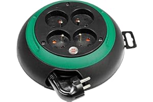 Brennenstuhl Enrouleur de câble domestique Design-Box 3m, Fabrication Française 1102281 Noir/Vert