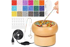 Tilhumt Elektrisches Perlen-Spinner-Set mit 18000 Perlen, 2 Perlennadeln, verstellbare Geschwindigkeit, Taille, Perlen-Spinner, Perlen, DIY-Handwerk