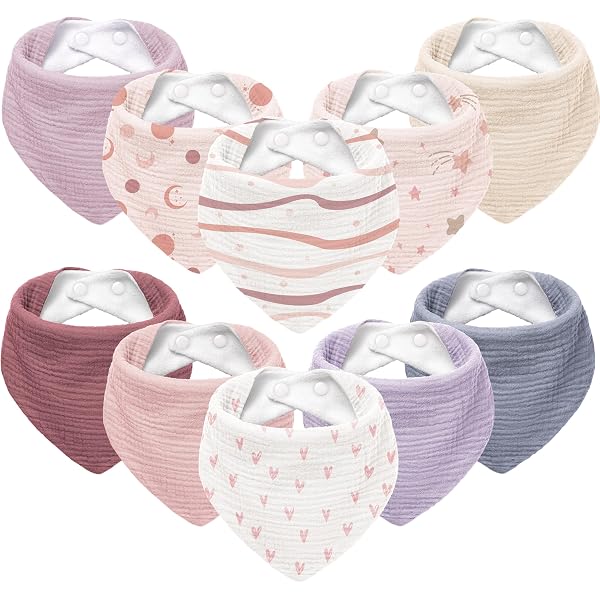 Bavoir Bébé Unisexe Protection MOLENKY Bavoirs Bébé, Bavoirs Bandana Bebe Avec 2 Bouton Réglable, Lot De 10, 100% Coton Bavoir Bebe, Doux Et Super Absorbant, Bébé Bavoir Triangle Bavoirs 0-36 Mois