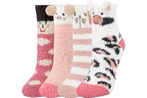 Justay Sowarm Damskie puszyste skarpetki przytulne ciepłe skarpetki kobiety dziewczyny panie miękkie puszyste skarpety zimowe skarpety termiczne urocze zwierzę łóżko skarpetki domowe prezenty