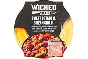 Wicked Kitchen Ready to Eat Meals, Sweet Potato & Three Bean Chili 300g Pot, Microwavable, Plant-Based, Dairy-Free, Instant Meal