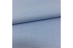 DELICATELA Toile pour point de croix 75 cm x 50 cm, 5,5 points/cm, 14 count, 100 % coton, couleurs au choix. 75cm x 50cm bleu clair