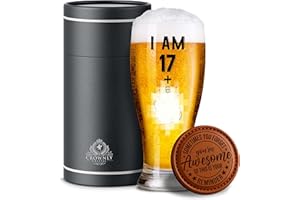 CROWNLY CRYSTAL® Bicchieri Birra 18 Anni Regalo Ragazzo Personalizzati Decorazioni Compleanno Biglietto Auguri Uomo Compleanno Amica Amico