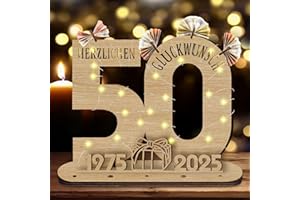 GothicBride 2025, 50 compleanno, regalo in denaro, 50 compleanno, per uomo, decorazione in legno, libro degli ospiti con catena luminosa a LED, 50 compleanno, decorazione personalizzata