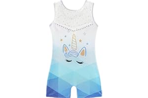 Sinoeem Gymnastics Leotards for Girls Sleeveless Gradient Color Sparkle Rainbow Leotard Dance Ballet Dress Athletic Gymnastics Outfit for Girls 5-12 Years