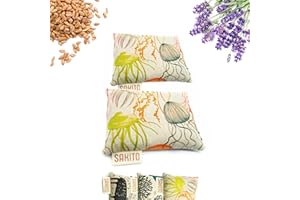 ‎SAKITO 2(pcs) Körnerkissen Mikrowelle (14x10 cm) - Wärmekissen Mikrowelle - Mikrowellengeeignetes Wärmekissen für Kinder - Körnerkissen Klein - Körnerkissen Nacken - Wärme-Kältetherapie - Weizen und Lavendel