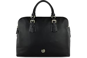 bugatti Passione Aktentasche Damen aus Kunstleder mit Laptopfach – Businesstasche Damen Laptoptasche – Bürotasche Lehrertasche in Schwarz