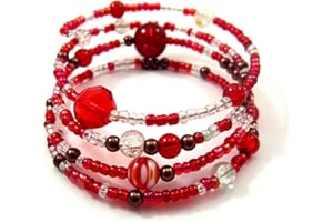 Julz Beads Memory Wire Bracelet Jewellery Making Kit Red with Instructions K0038L