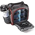Fit & Fresh Original Jaxx FitPak Insulated Meal Prep Bag with Portion Control Containers, Ice Pack and 28-ounce JAXX Shaker Bottle, Black & Red