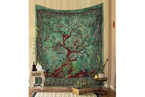 FURNISHFUL FINESSE Tapisserie Arbre de Vie Tenture Murale Trippy Esthétique Tapisserie Décoration d'intérieur pour Salon Chambre Salon Dortoir - Vert - 76x101 cm