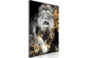murando Impression sur toile intissee Lion 30x45 cm 1 partie tableaux decoration murale photo image artistique photographie graphique Animale Abstrait noir or Portrait g-C-0310-b-a