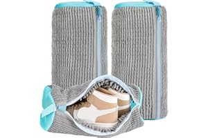 VEMFAY 2 Pièces Sac Lavage Chaussures Machine à Laver, Réutilisables - Nettoyage à 360° avec Fermeture Éclair Cachée, Sac Chaussure Machine a Laver pour Baskets, Chaussures de Tennis et Chaussures (Gris)