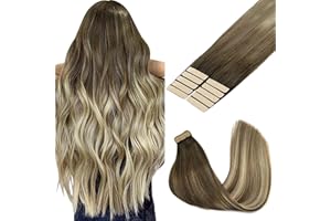 ‎GOO GOO GOO GOO Tape in Extensions Echthaar, Tape Extensions Echthaar, 50cm 30g 10pcs, Extensions Echthaar, Haarverlängerung Echthaar, (T3/8)613 Ombre Blond