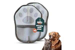NOKKA PETS Pack 2 Manopla Quita Pelos Mascota - Guantes Quitapelos Mascotas - Manopla Electroestática que Elimina Pelo de Gatos y Perros - Limpieza Rápida en Sofás, Ropa y Hogar – Dueños de Mascotas (GRIS)