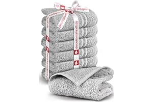 ‎DECOHOMETEXTIL HEIMTEXTILMANUFAKTUR DecoHomeTextil Handtuch-Set 6 Gästetücher 30 x 50 cm in Hellgrau aus 100% Baumwolle, hochwertig, kuschelweich und saugstark