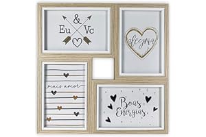 TH Marcos de fotos Múltiple de Madera para Pared - 4 fotos 10x15 cm (Beige)