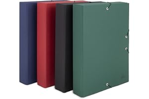 Quijote Paper World CARPETAS DE PROYECTO - Carpetas para archivo, colores básicos, medidas 34x23.5x5cm, gomas elástica, para A4, uso escolar y oficina - Pack 4